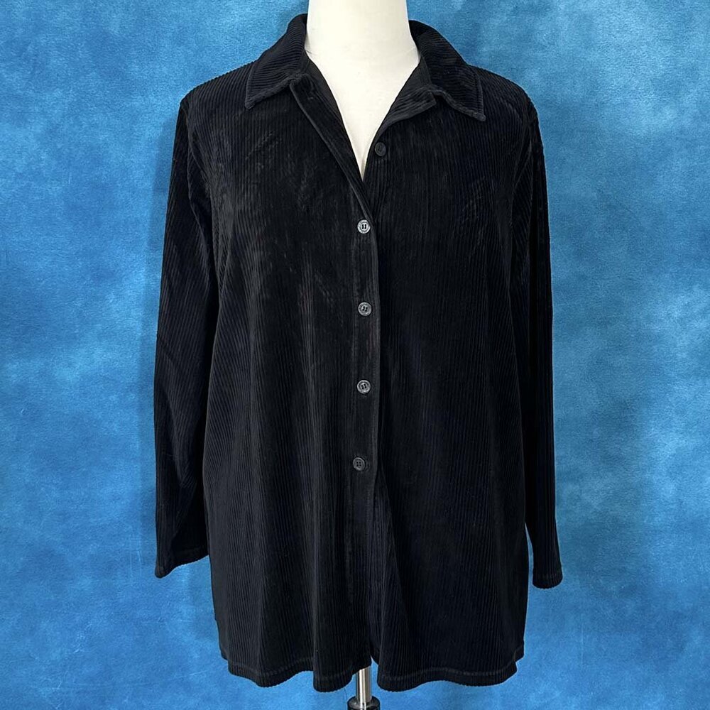 Pacer Black Corduroy Button-Up Jacket, 2X